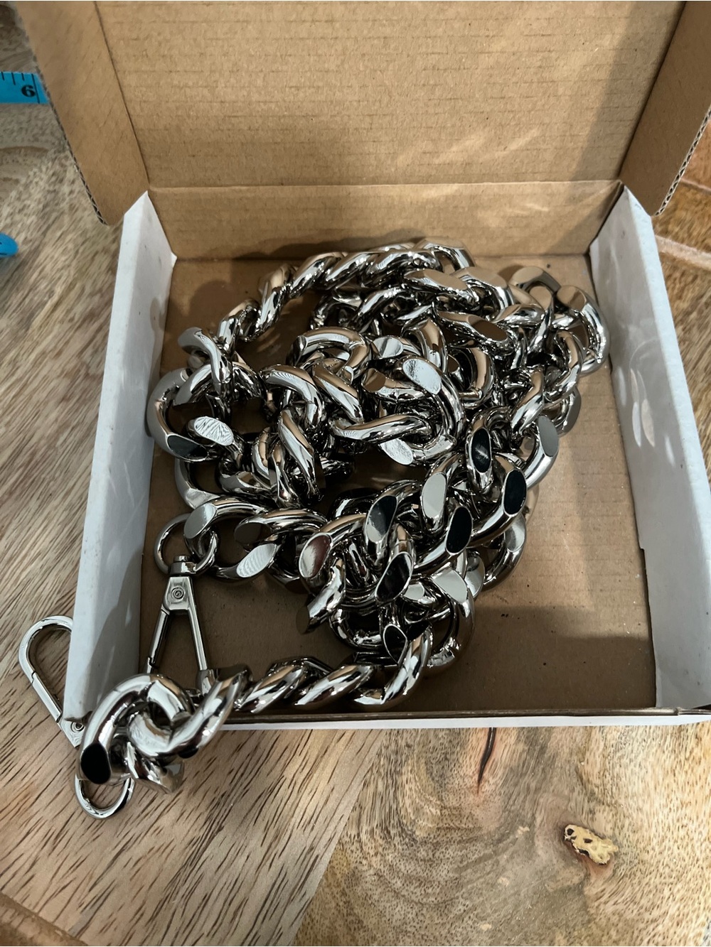 Beautiful silver thick purse chain strap